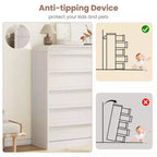 Commode à 5 tiroirs incurvée blanche, coffre en bois courbé pour chambre à coucher, salon et chambre d'enfant