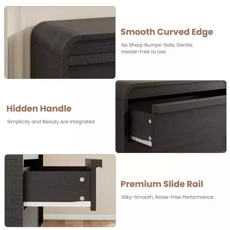 Commode à 5 tiroirs incurvée blanche, coffre en bois courbé pour chambre à coucher, salon et chambre d'enfant