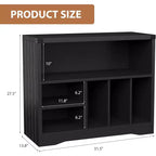 Meuble tourne-disque moderne, table platine vinyle avec 6 compartiments de rangement pour vinyles, étagère de rangement multimédia en bois pour salon