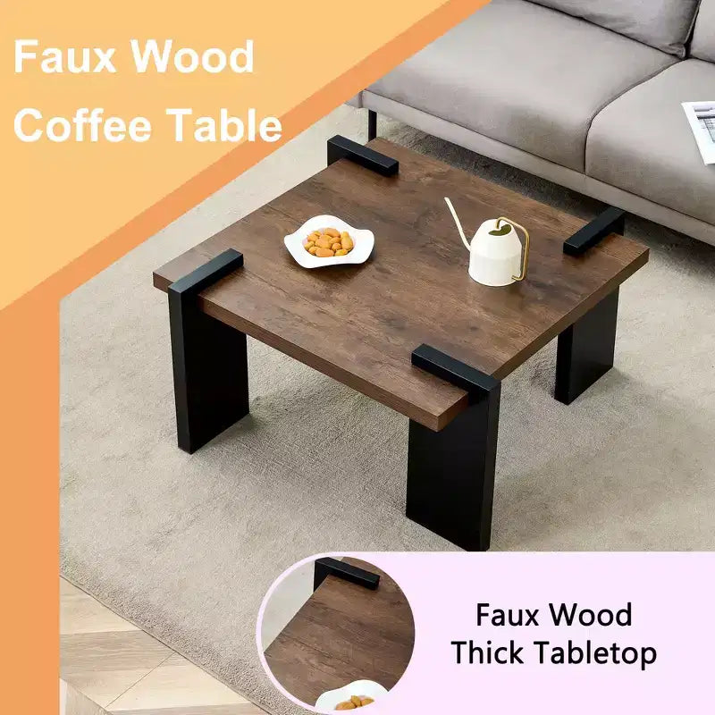 Table basse moderne MAYEERTY avec structure tenon-mortaise pour petit salon, appartement