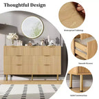 Commode cannelée à 7 tiroirs avec poignée, organisateur de rangement en bois moderne pour chambre, dressing, salon, couloir