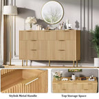 Commode cannelée à 7 tiroirs avec poignée, organisateur de rangement en bois moderne pour chambre, dressing, salon, couloir