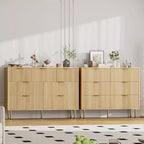 Commode cannelée à 7 tiroirs avec poignée, organisateur de rangement en bois moderne pour chambre, dressing, salon, couloir