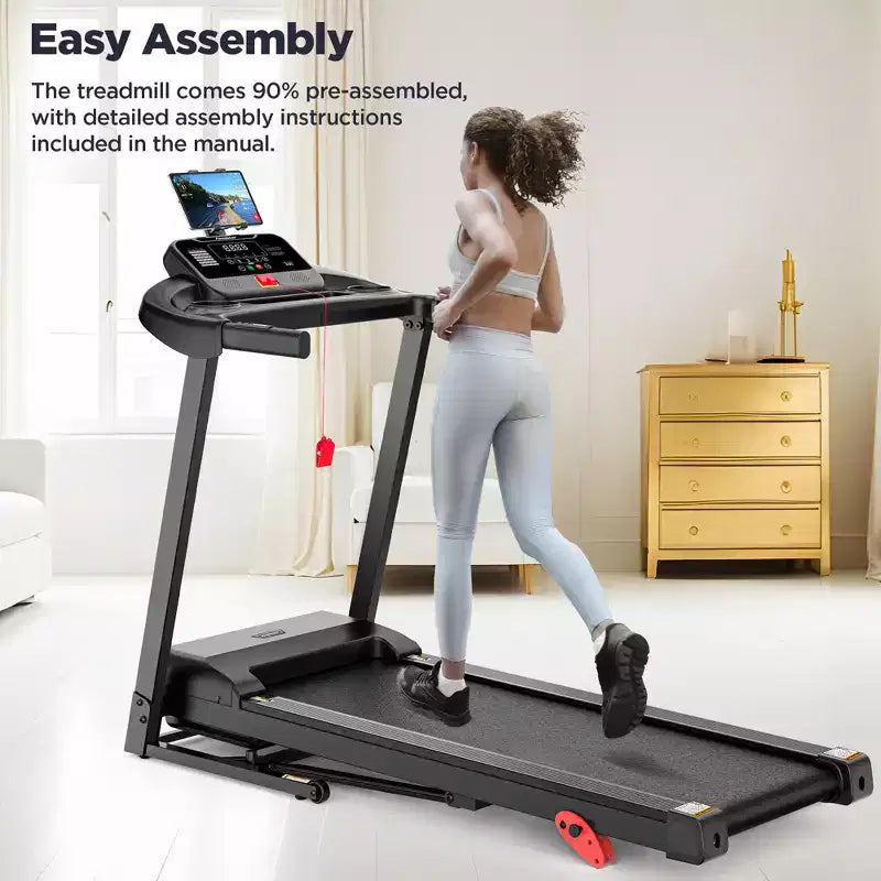 2.75HP Folding Treadmill w/ 300lb Capacity, 3 Incline, 7.5MPH Portable Treadmill for Home , 64+6+1 Program, Smart APP, Bluetooth HiFi Stereo Speakers