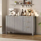 46.5 Modern Fluted Kitchen Sideboard Cabinet with 2 Doors & Drawers C Grey Buffet Storage Cabinet for Dining Room, Living Room & Kitchen