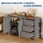 46.5 Modern Fluted Kitchen Sideboard Cabinet with 2 Doors & Drawers C Grey Buffet Storage Cabinet for Dining Room, Living Room & Kitchen