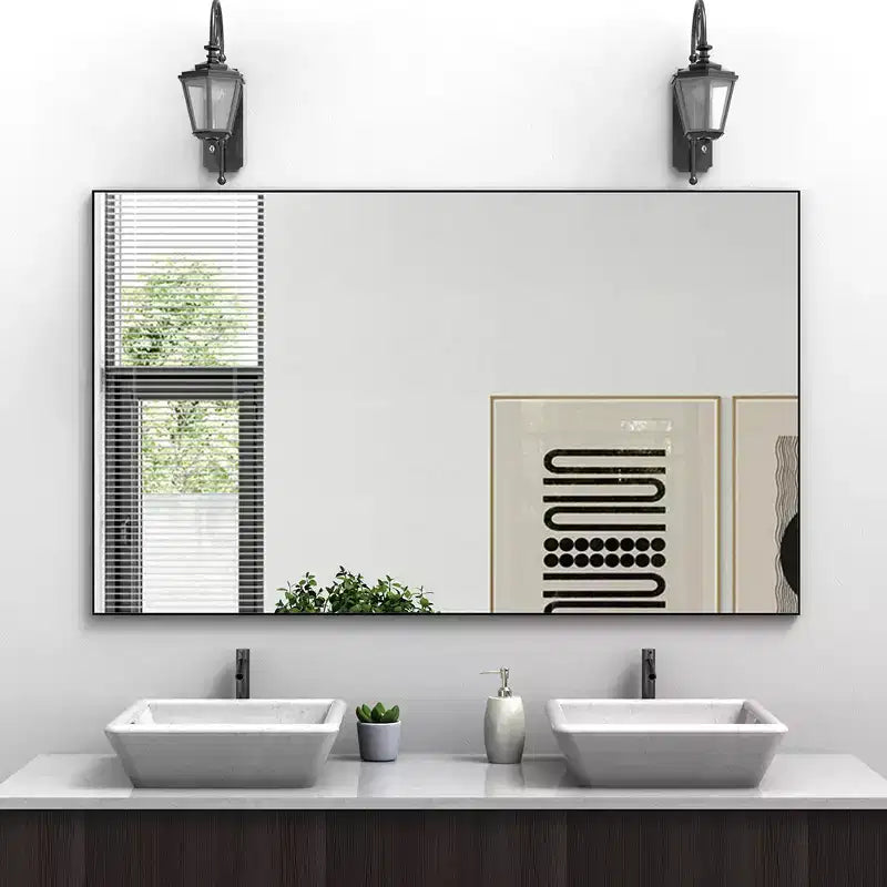 60x36 Inch Rectangle Bathroom Mirror with Aluminum Frame, Large Wall Mounted Mirror for Horizontal or Vertical Hanging, Bathroom Living Room Decor