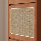 Meuble à chaussures moderne en rotin avec 3 tiroirs basculants, étagère à chaussures autoportante en bois de noyer avec panneau perforé pour entrée, couloir, salon