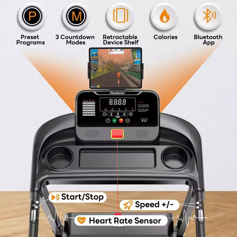 7.5MPH Treadmill for Home Use, Folding Incline Treadmill with APP Control, 300lbs Capacity treadmill, 2.5HP Brushless Motor, Home & Office
