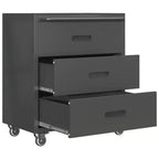VIYET 35H 3-Drawer Heavy-Duty Steel Storage Cabinet with Lockable Wheels, 200LBS Capacity for Garage/Office/Home Organizer (Black)