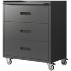 VIYET 35H Meuble de Rangement en Acier Robuste à 3 Tiroirs avec Roues Verrouillables, Capacité 90 kg pour Garage/Bureau/Maison (Noir)