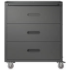 VIYET 35H Meuble de Rangement en Acier Robuste à 3 Tiroirs avec Roues Verrouillables, Capacité 90 kg pour Garage/Bureau/Maison (Noir)