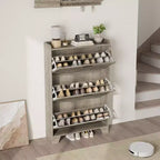 Meuble à chaussures, étagère à chaussures autoportante avec trois tiroirs à abattant et 2 crochets latéraux, meuble à chaussures moderne en bois, convient pour le rangement de chaussures dans l'entrée