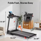 Tapis de course avec inclinaison pour la maison, tapis roulant capacité de 136 kg, tapis de course pliable 2,5 CV avec contrôle par application, 1-12 km/h, 71 programmes