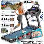 4.95HP Folding Treadmill for Home/Office with Auto Incline, 300 lbs Capacity, Running Machine with Bluetooth Speaker