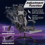 MAYEERTY Gaming Chair, Computer Chair, Ergonomic Chair with Footrest Lumbar Backrest for Living Room Black Gray