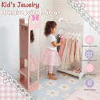 Meuble à bijoux Karl Home Bow Kids en MDF rose avec base rotative, 1 porte et 1 étagère