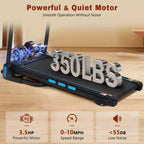 Tapis de course pliable Okak 3.5HP avec inclinaison et système hydraulique, tapis de course pour la maison avec capteurs de fréquence cardiaque et haut-parleur Bluetooth, noir