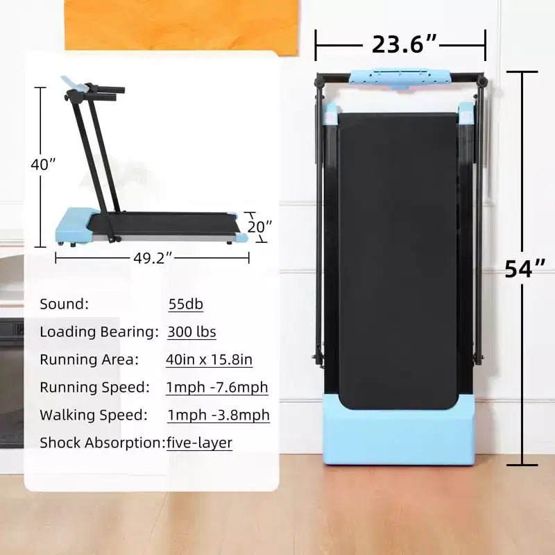 Tapis roulant pliable léger Okak avec bras, tapis roulant portable avec écran LED, tapis de marche pour la maison et le bureau