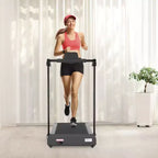 Tapis roulant pliable léger Okak avec bras, tapis roulant portable avec écran LED, tapis de marche pour la maison et le bureau