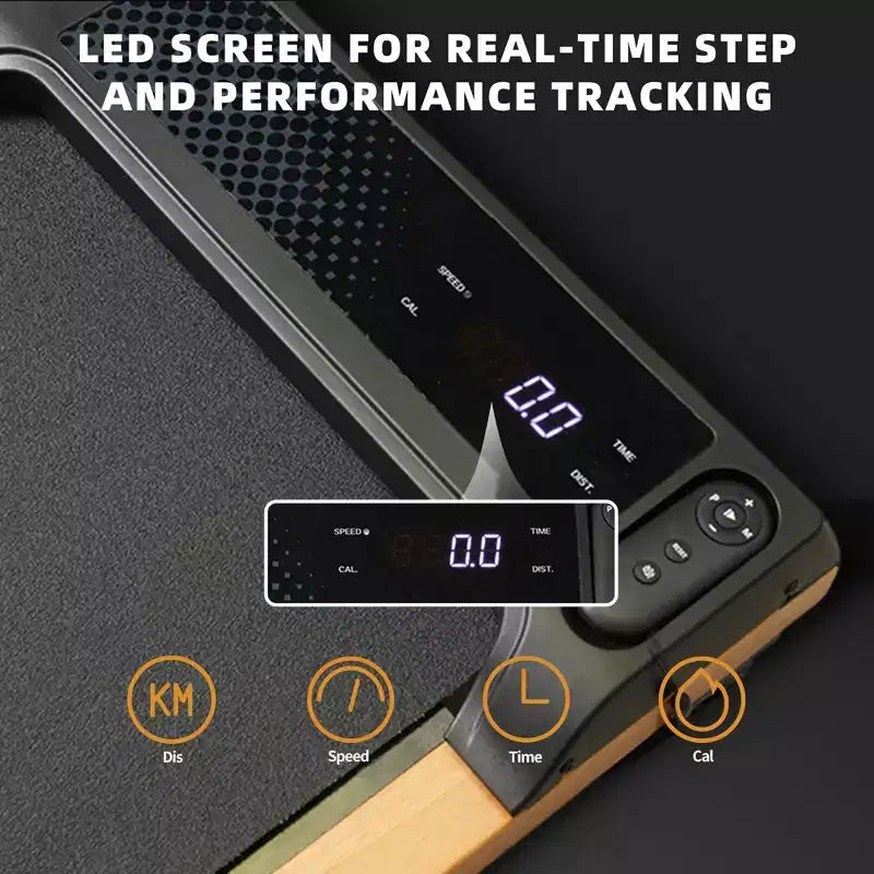 Tapis de marche incliné à 6 % Okak avec écran LED, tapis de course sous le bureau avec support vertical, tapis de course portable pour la maison, le bureau, noir