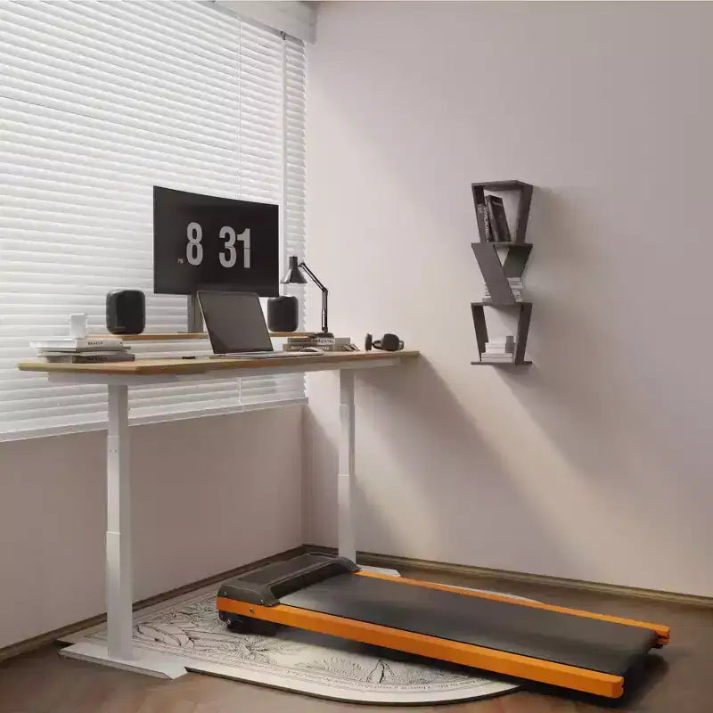 Tapis de marche incliné à 6 % Okak avec écran LED, tapis de course sous le bureau avec support vertical, tapis de course portable pour la maison, le bureau, noir