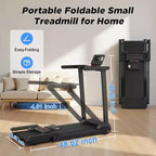 Tapis roulant pliable Okak avec poignées et moteur silencieux de 2,5 CV, tapis de course domestique avec capacité de poids de 136 kg, tapis de course portable, noir