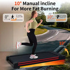 Tapis de marche sous bureau Okak avec 10 niveaux d'inclinaison, moteur 3CV avec écran LED, capacité de poids de 120kg, tapis de course portable pour la maison, noir+gris
