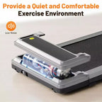 Tapis de marche Okak sous le bureau avec fonctionnement silencieux, tapis de marche sans barre de maintien, tapis de course à vitesse réglable pour la maison, le bureau, argent