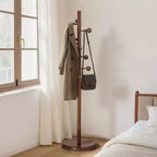Porte-manteau sur pied Bekrvio en bois avec 9 crochets, base ronde stable, porte-manteau d'entrée robuste – 183,9 cm (H) x 39,1 cm (L)