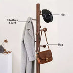 Porte-manteau sur pied Bekrvio en bois avec 9 crochets, base ronde stable, porte-manteau d'entrée robuste – 183,9 cm (H) x 39,1 cm (L)