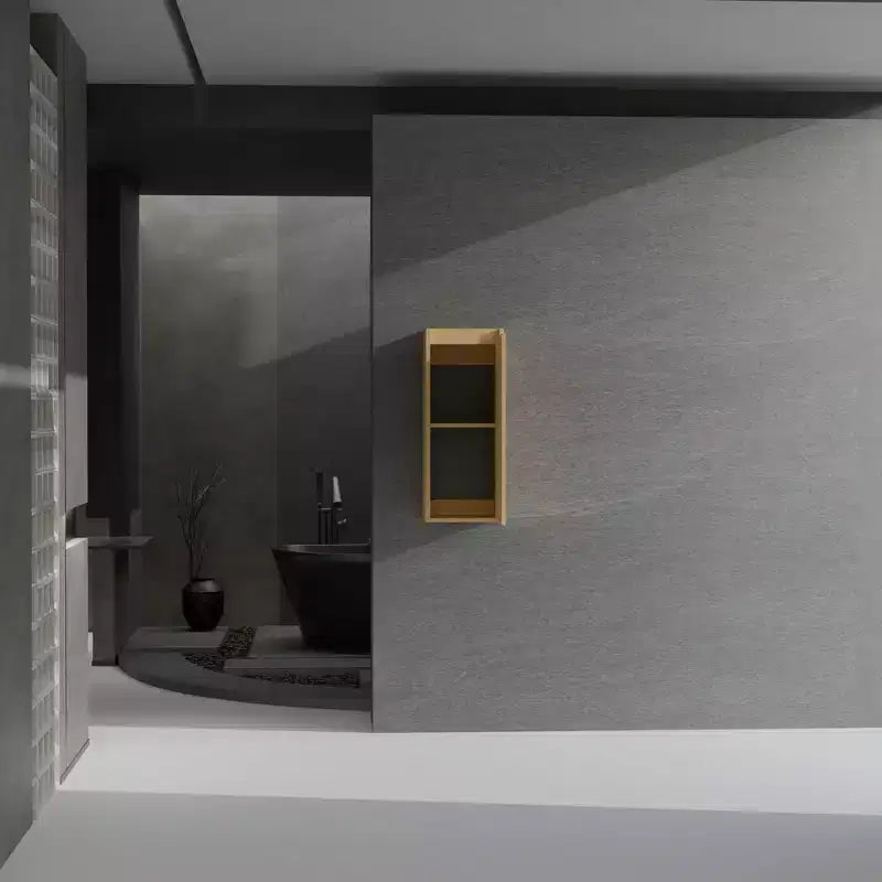 Meuble de salle de bain mural en bambou GDFStudio Avenor avec portes et rangements à fermeture amortie