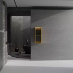 Meuble de salle de bain mural en bambou GDFStudio Avenor avec portes et rangements à fermeture amortie
