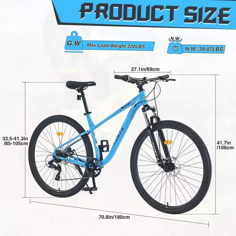 29 Inch Mountain Bike, Single Speed/ 8 Speeds , Steel Frame, Front Suspension Fork, Disc Brake Bicycle for Women Men Adult,Multi Color