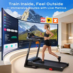 Tapis de course pliable pour la maison, Tapis de course 3,1 CV avec inclinaison de 12 %, Capacité de 159 kg, Machine de course fitness, 0,96-12 km/h,