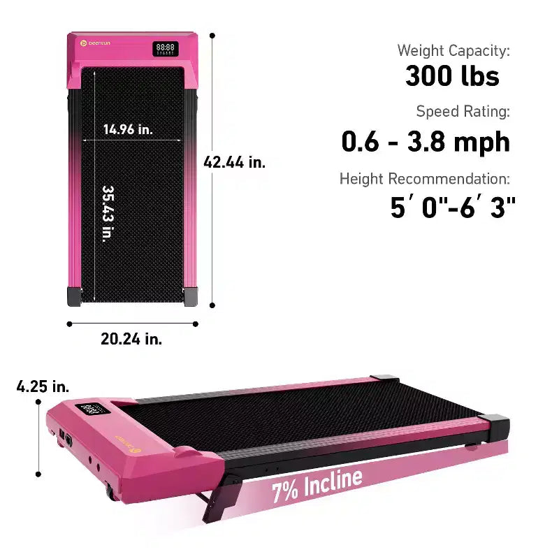 DeerRun Édition Q2 Tapis de course intelligent incliné à 7 % pour la maison et la course légère, cadeau de Saint-Valentin
