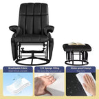 Fauteuil inclinable, pivotant et basculant TYBOATLE avec pouf assorti, fauteuil d'allaitement ergonomique en similicuir pour salon