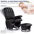 Fauteuil inclinable, pivotant et basculant TYBOATLE avec pouf assorti, fauteuil d'allaitement ergonomique en similicuir pour salon