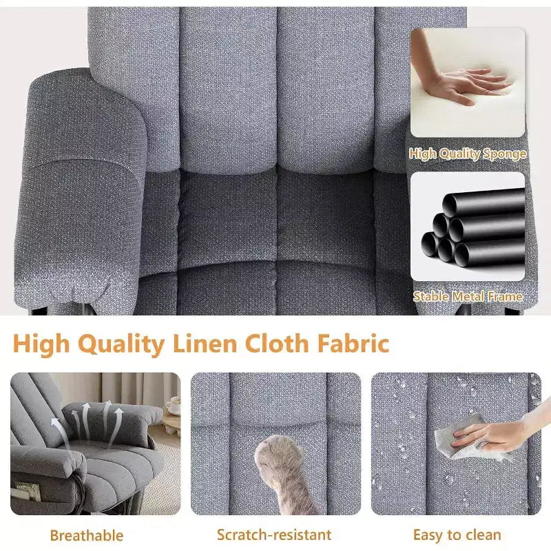 Fauteuil inclinable, pivotant et basculant TYBOATLE avec pouf assorti, fauteuil d'allaitement ergonomique en similicuir pour salon