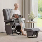 Fauteuil inclinable, pivotant et basculant TYBOATLE avec pouf assorti, fauteuil d'allaitement ergonomique en similicuir pour salon