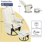 Fauteuil inclinable, pivotant et basculant TYBOATLE avec pouf assorti, fauteuil d'allaitement ergonomique en similicuir pour salon