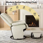Fauteuil inclinable, pivotant et basculant TYBOATLE avec pouf assorti, fauteuil d'allaitement ergonomique en similicuir pour salon