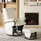 Fauteuil inclinable, pivotant et basculant TYBOATLE avec pouf assorti, fauteuil d'allaitement ergonomique en similicuir pour salon