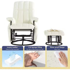 Fauteuil inclinable, pivotant et basculant TYBOATLE avec pouf assorti, fauteuil d'allaitement ergonomique en similicuir pour salon