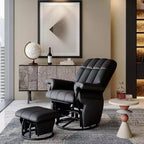 Fauteuil inclinable, pivotant et basculant TYBOATLE avec pouf assorti, fauteuil d'allaitement ergonomique en similicuir pour salon