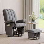 Fauteuil inclinable, pivotant et basculant TYBOATLE avec pouf assorti, fauteuil d'allaitement ergonomique en similicuir pour salon