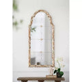 22 x 48 Inch Cream and Gold Arched Wall Mirror with Window Design