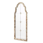 Miroir mural arqué crème et doré de 22 x 48 pouces avec motif de fenêtre