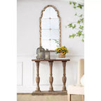Miroir mural arqué crème et doré de 22 x 48 pouces avec motif de fenêtre