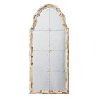 Miroir mural arqué crème et doré de 22 x 48 pouces avec motif de fenêtre